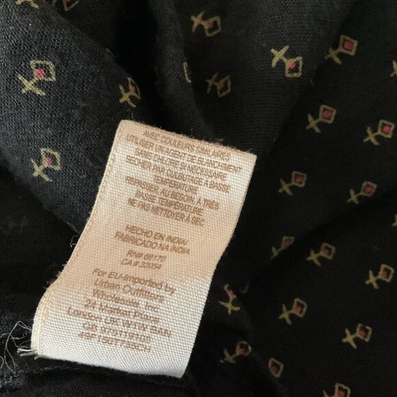 Free People Black Floral Long Sleeve Hi-Low Oversized Tunic S boho - Picture 4 of 10